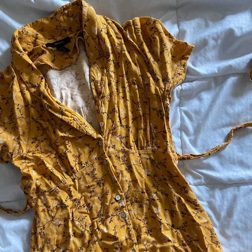mustard yellow floral dress